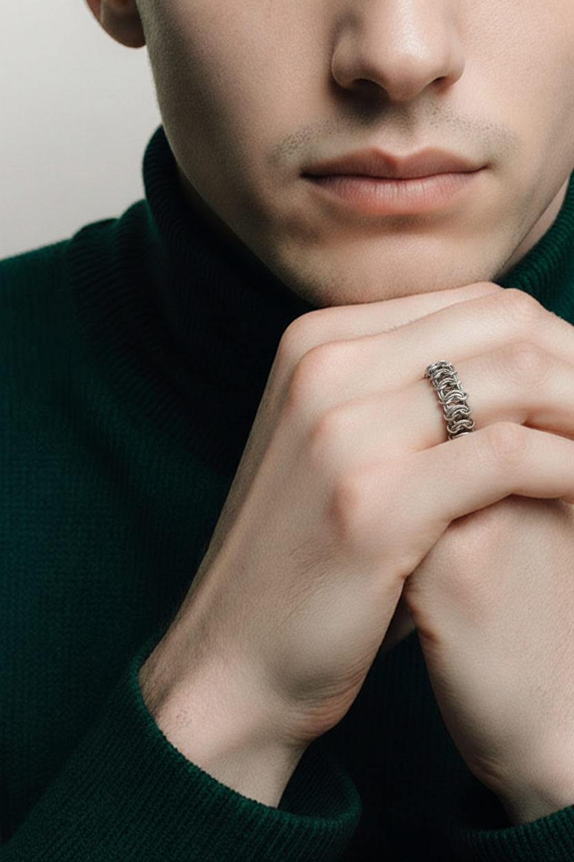 Vertebrae Weave Stainless Steel Ring image 0