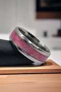 Goddess Holographic Rose Tungsten Carbide 8mm Bevel Edged Inlay Ring image 0