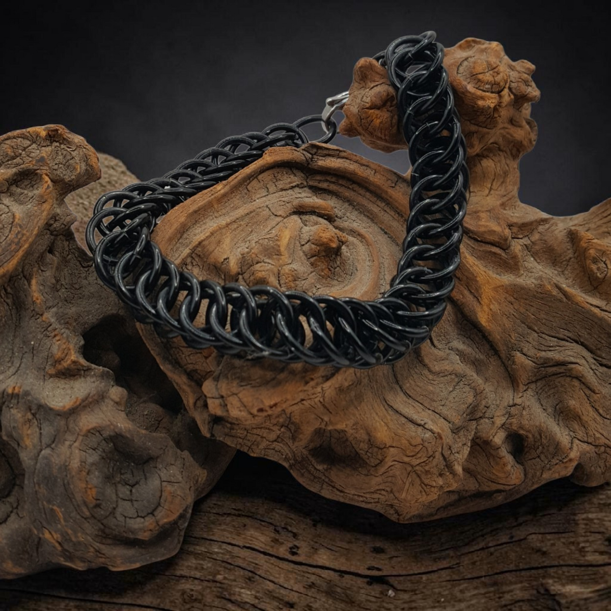 Jet Black HP 4:1 Chainmaille Bracelet - Anodised Aluminium
