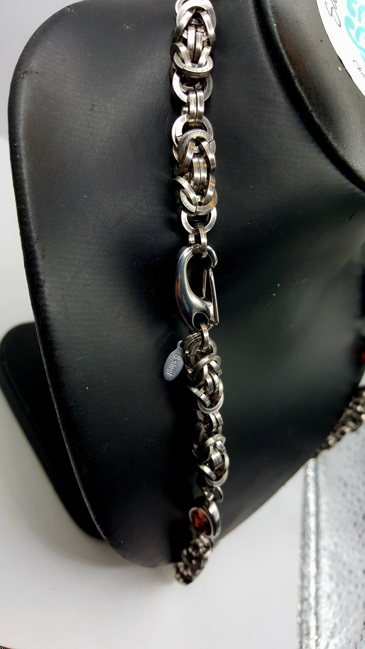 Byzantine and Amethyst Crystal Chainmaille Necklace - Stainless Steel
