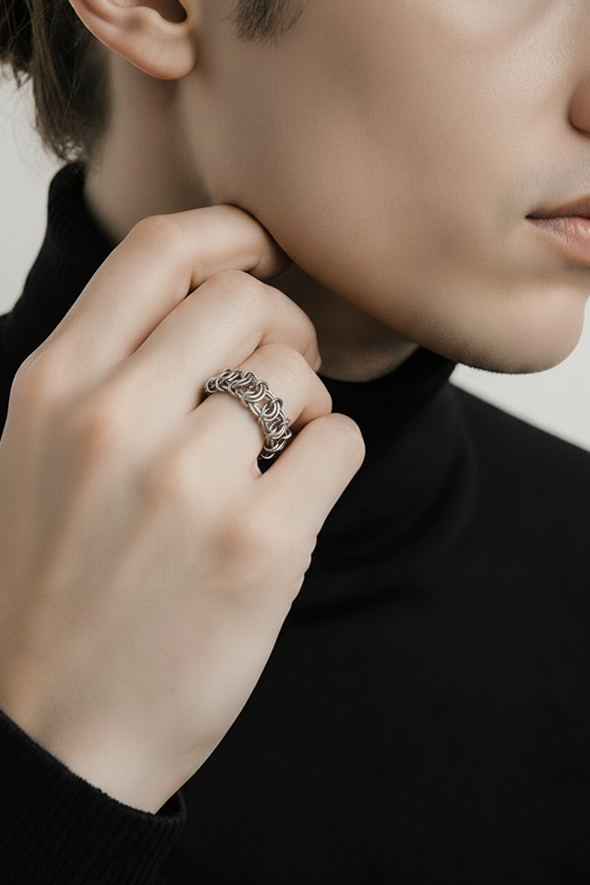 Vertebrae Weave Stainless Steel Ring image 3