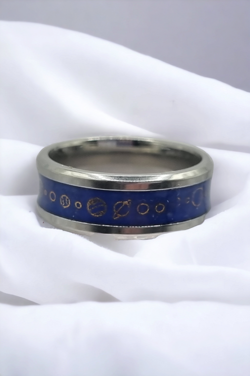 Blue Planets Washi Tungsten Carbide 8mm Bevel Edged Inlay Ring image 1