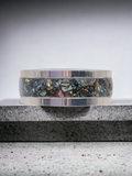 Crushed Rainbow Crystal Tungsten Carbide 8mm Straight Edged Inlay Ring image 0
