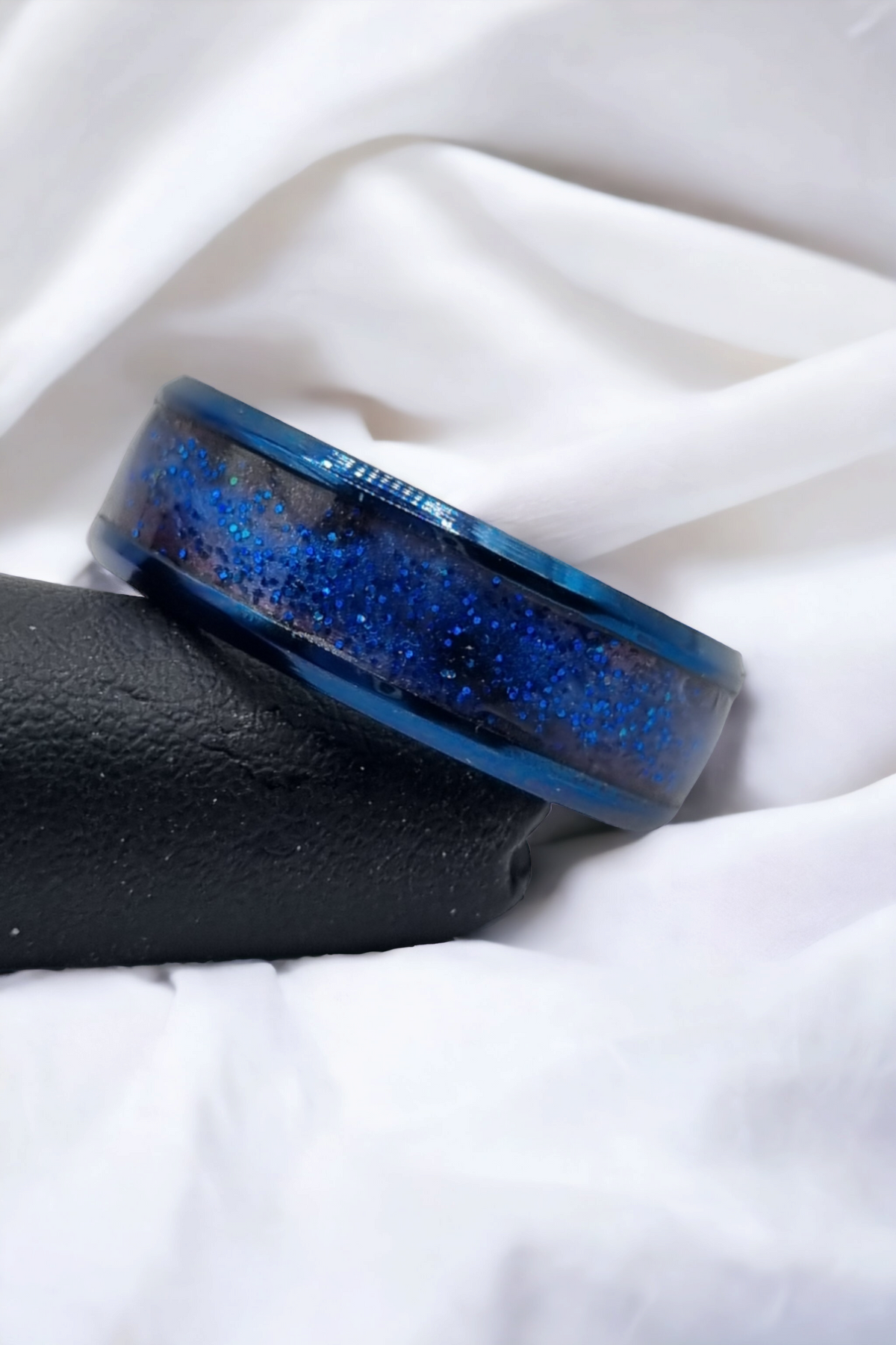 Galaxy Blue Tungsten Carbide 8mm Bevel Edged Inlay Ring image 0