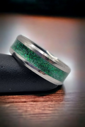 Green Goddess Tungsten Carbide 8mm Bevel Edged Inlay Ring image 0