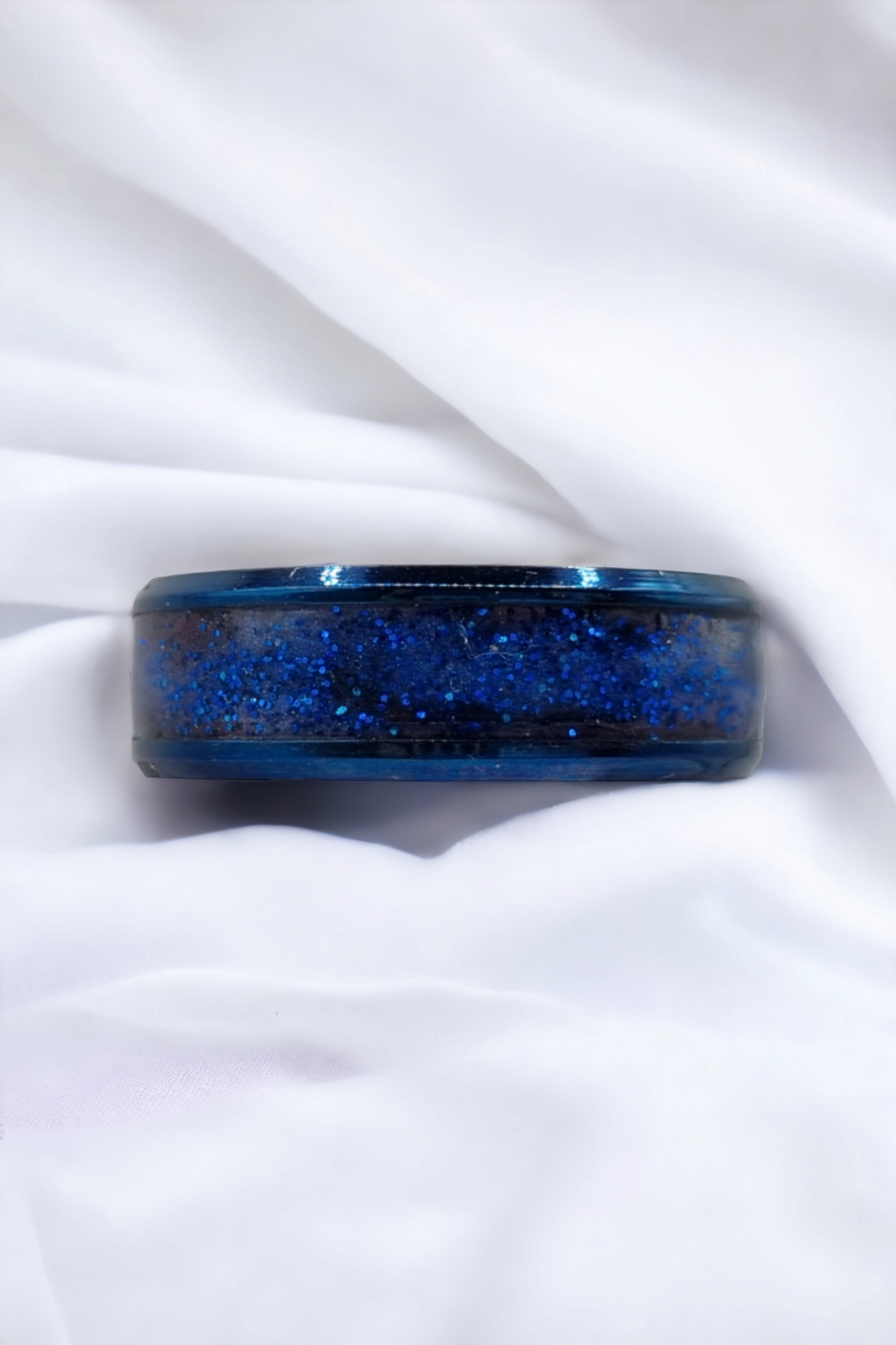Galaxy Blue Tungsten Carbide 8mm Bevel Edged Inlay Ring image 1