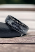 Galaxy Black Tungsten Carbide 8mm Bevel Edged Inlay Ring image 0