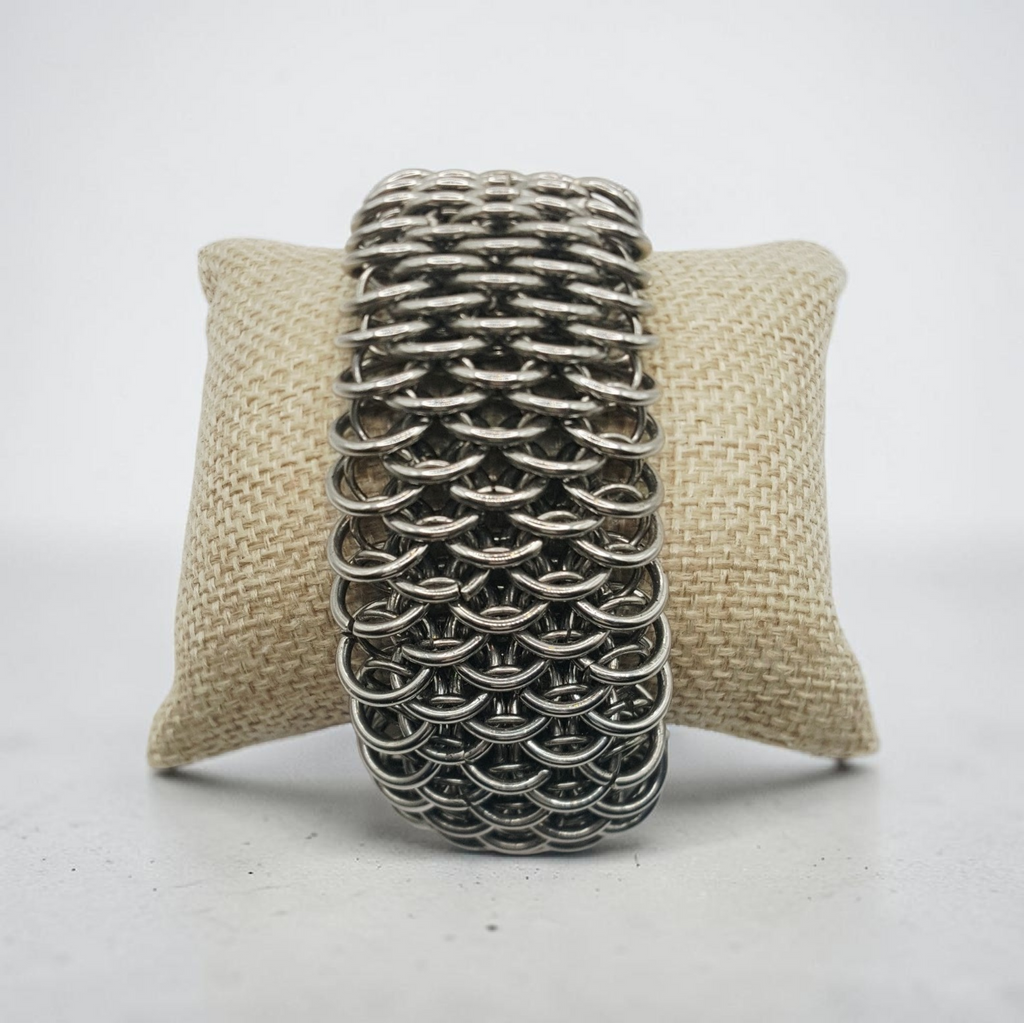 Dragonscale Chainmaille Cuff Bracelet - Stainless Steel