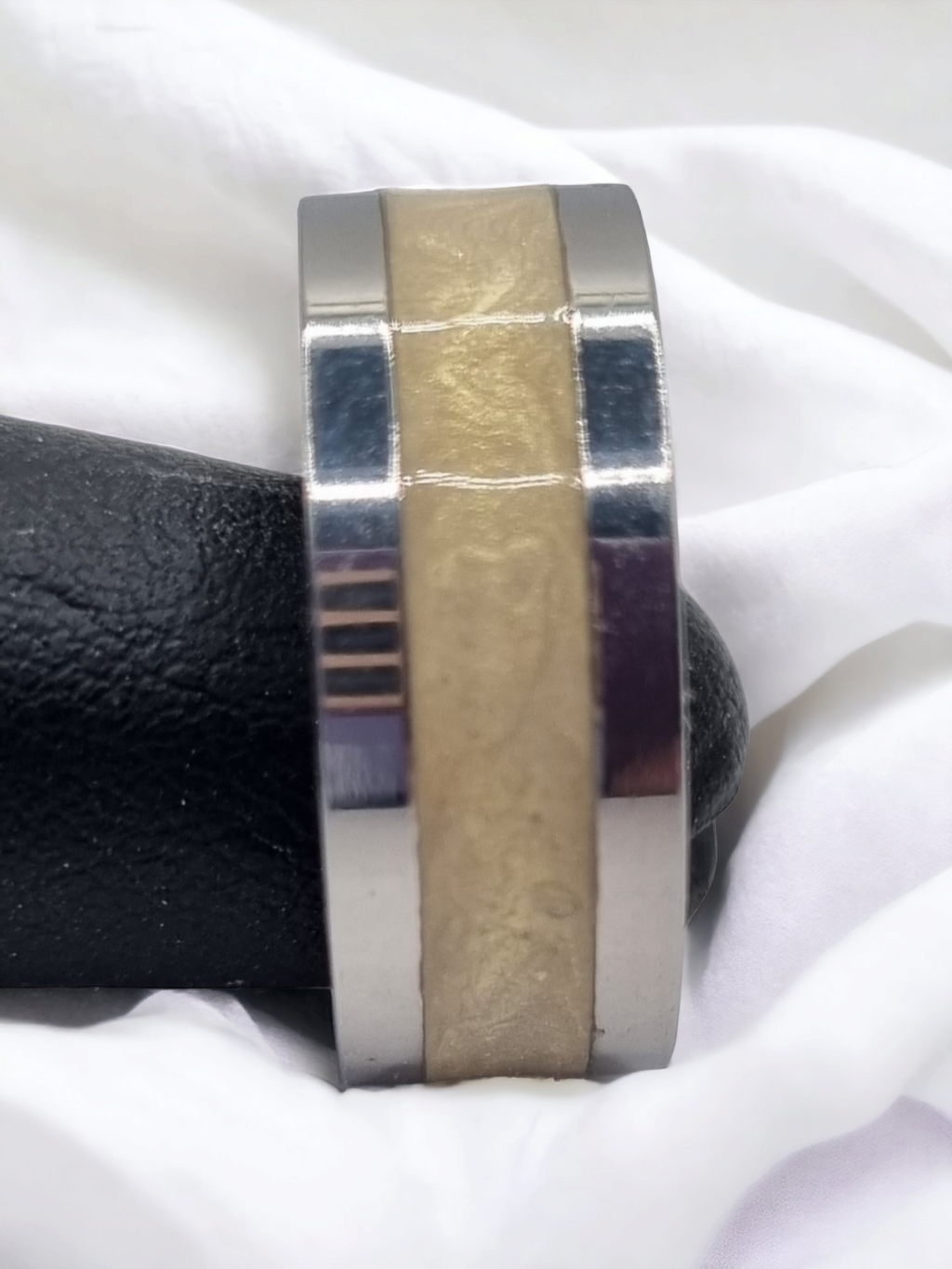 Iridescent Gold Tungsten Carbide 8mm Straight Edged Inlay Ring image 1