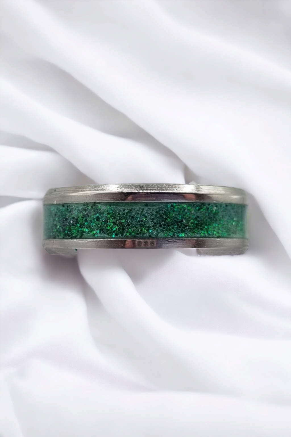 Green Goddess Tungsten Carbide 8mm Bevel Edged Inlay Ring image 1