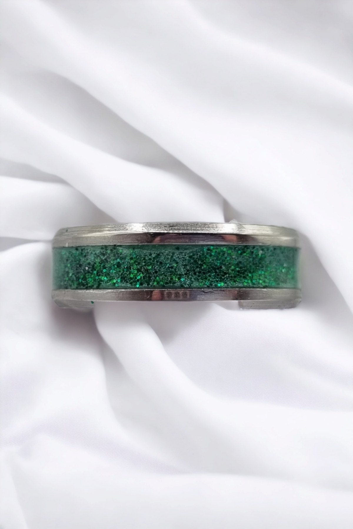 Green Goddess Tungsten Carbide 8mm Bevel Edged Inlay Ring image 1