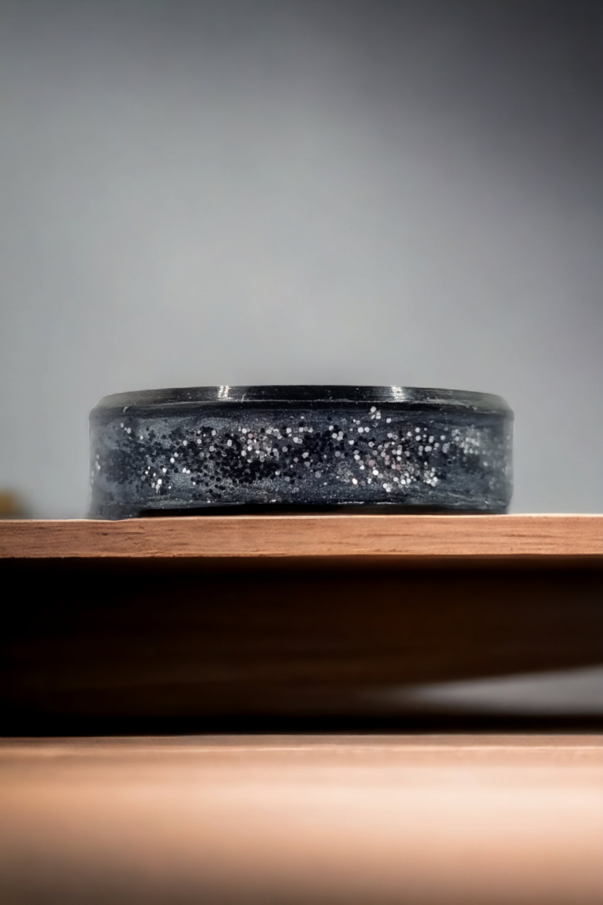 Galaxy Black Tungsten Carbide 8mm Bevel Edged Inlay Ring image 1