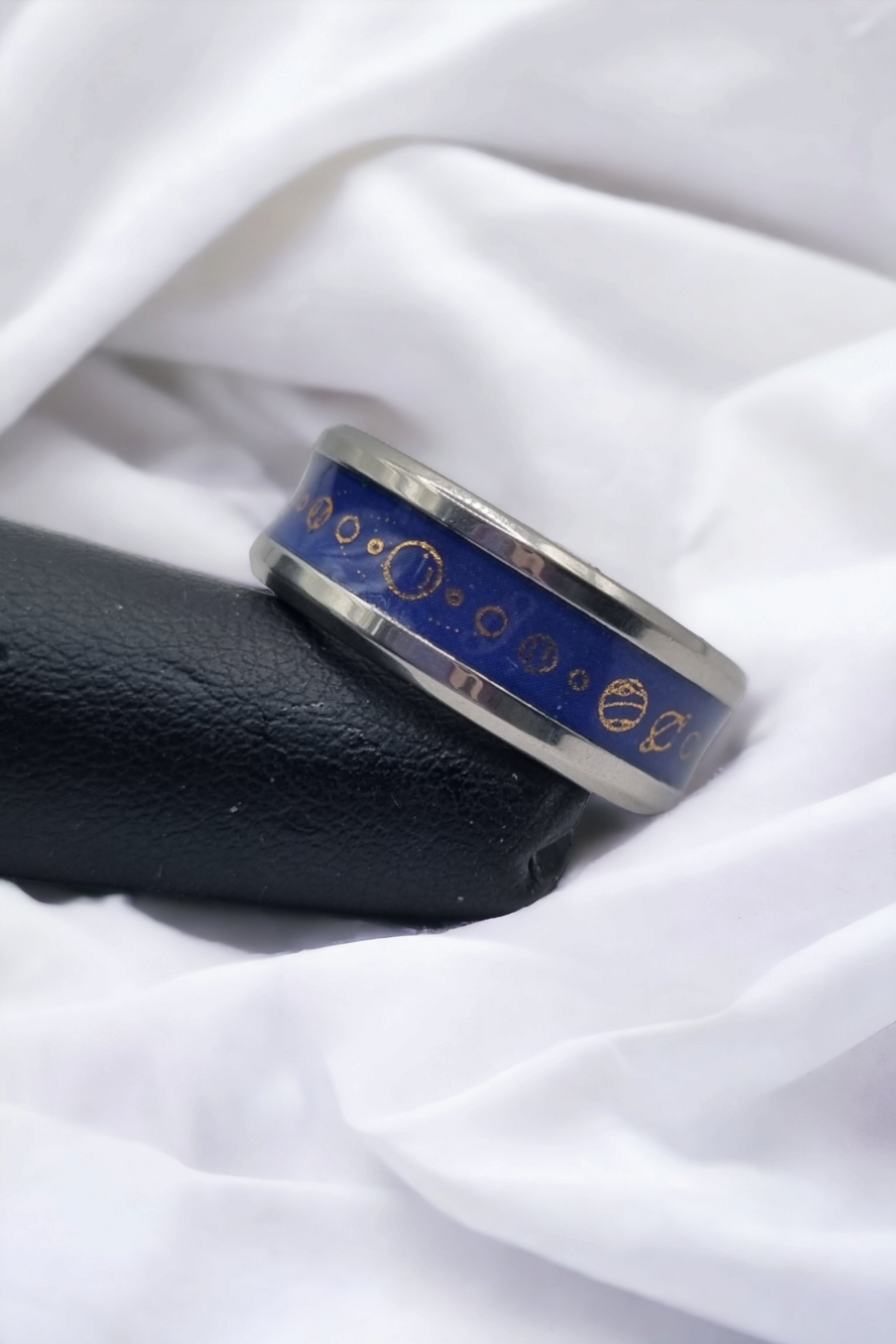 Blue Planets Washi Tungsten Carbide 8mm Bevel Edged Inlay Ring image 2