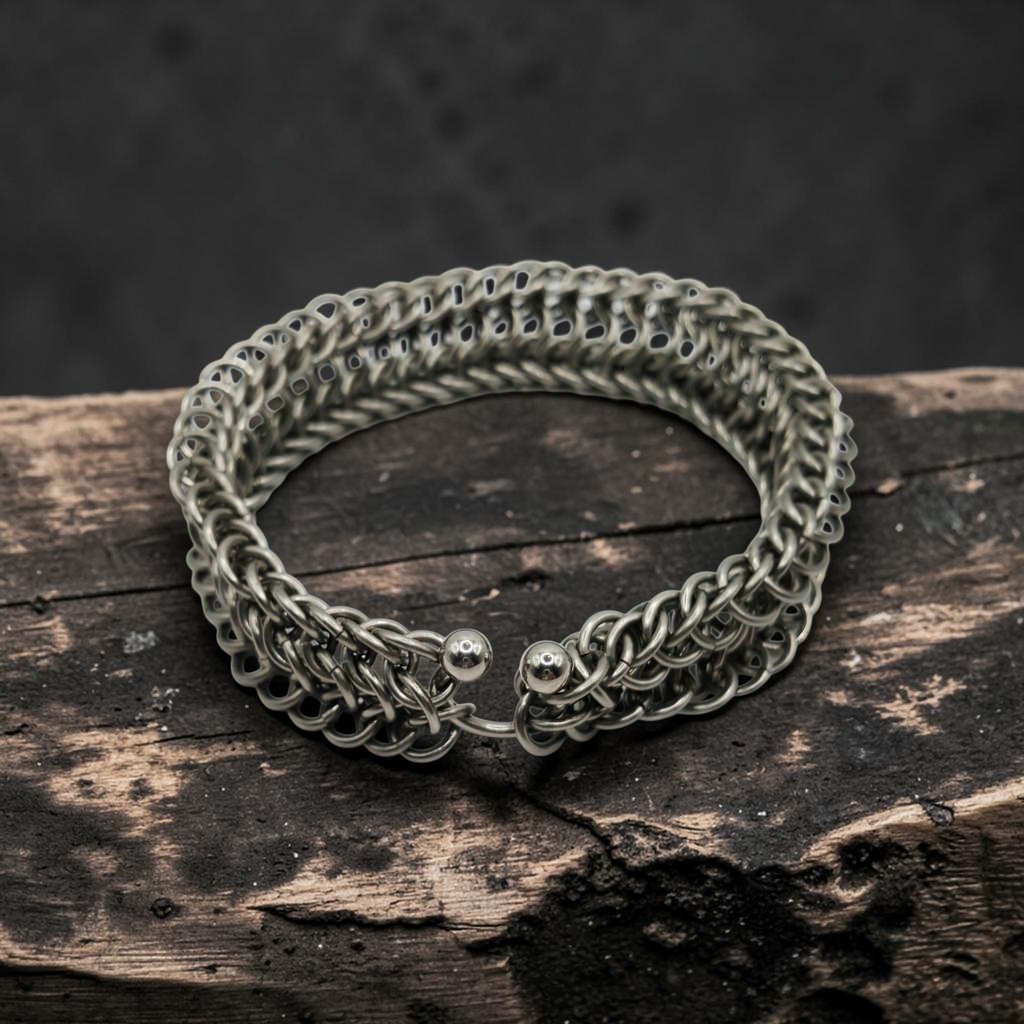 Alligator Back Chainmaille Bracelet - Reversible - Stainless Steel