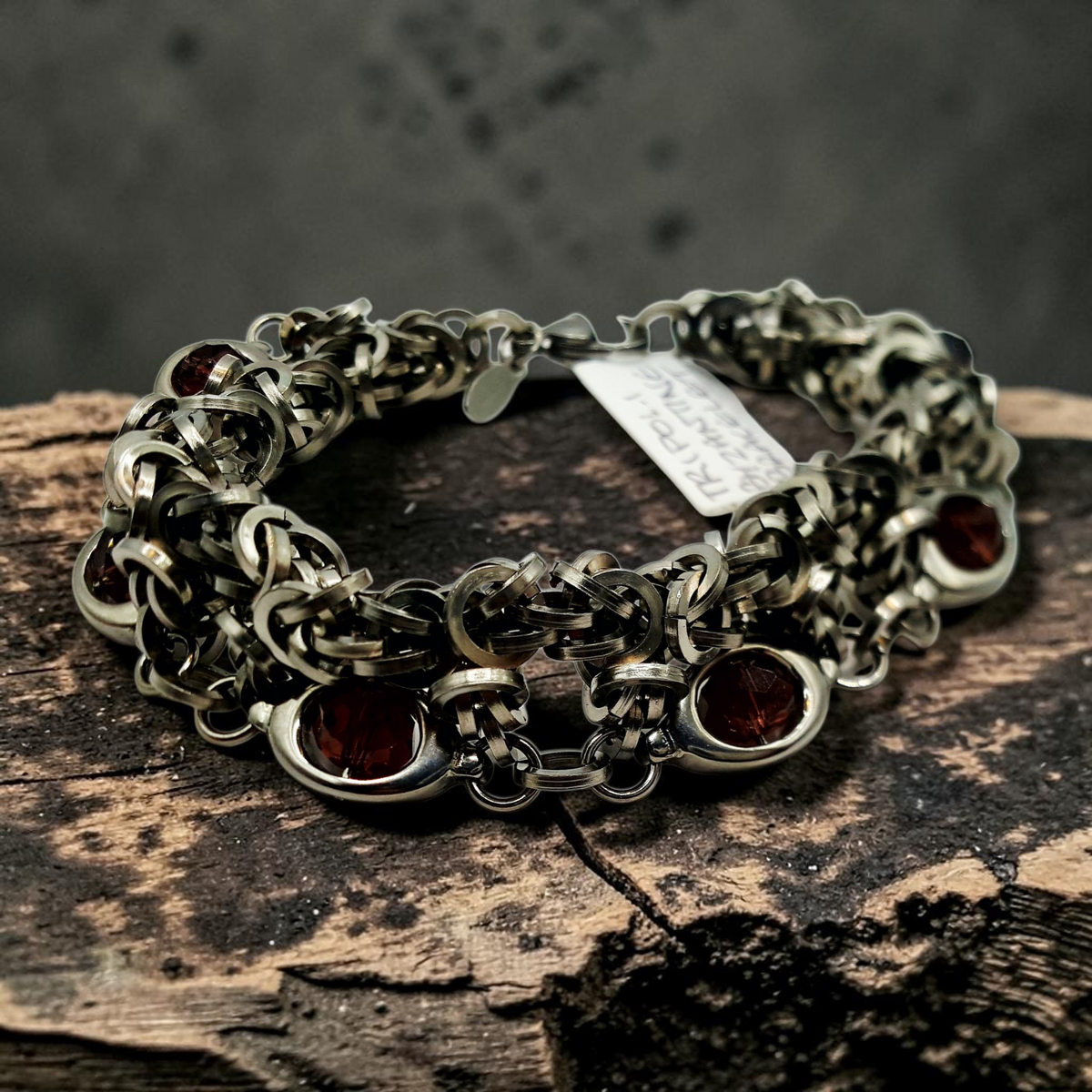 Byzantine Tripoli Amethyst Chainmaille Bracelet - Stainless Steel
